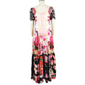 2020 Women Fashion Bohemian V Neck Plus Size Floral Maxi Dresses  Vestidos Femme S-5XL